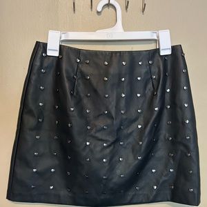 Heart studded pleather mini skirt